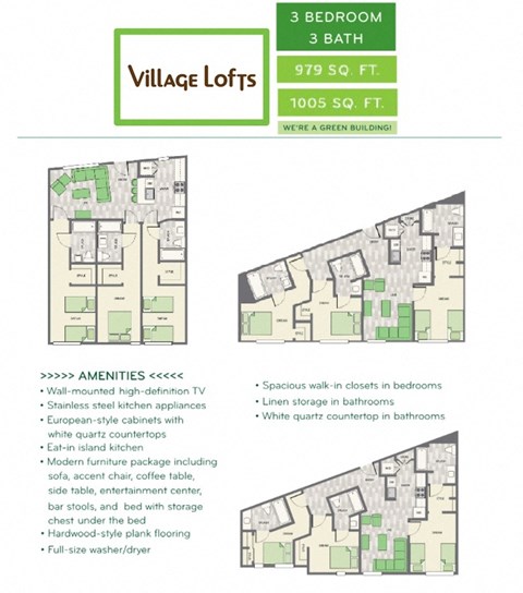 Floor plan for 3 beds, 3 baths, 1416 sqft